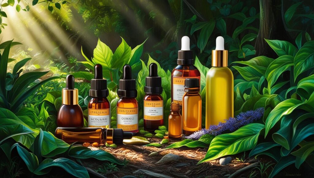 serums and oils in the forest